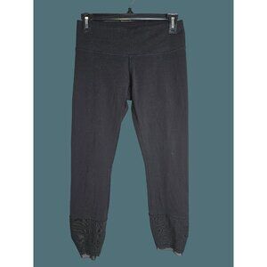 Lululemon Athletica Black Mesh Hem Cropped Leggings Womens Size 6 Yoga Running